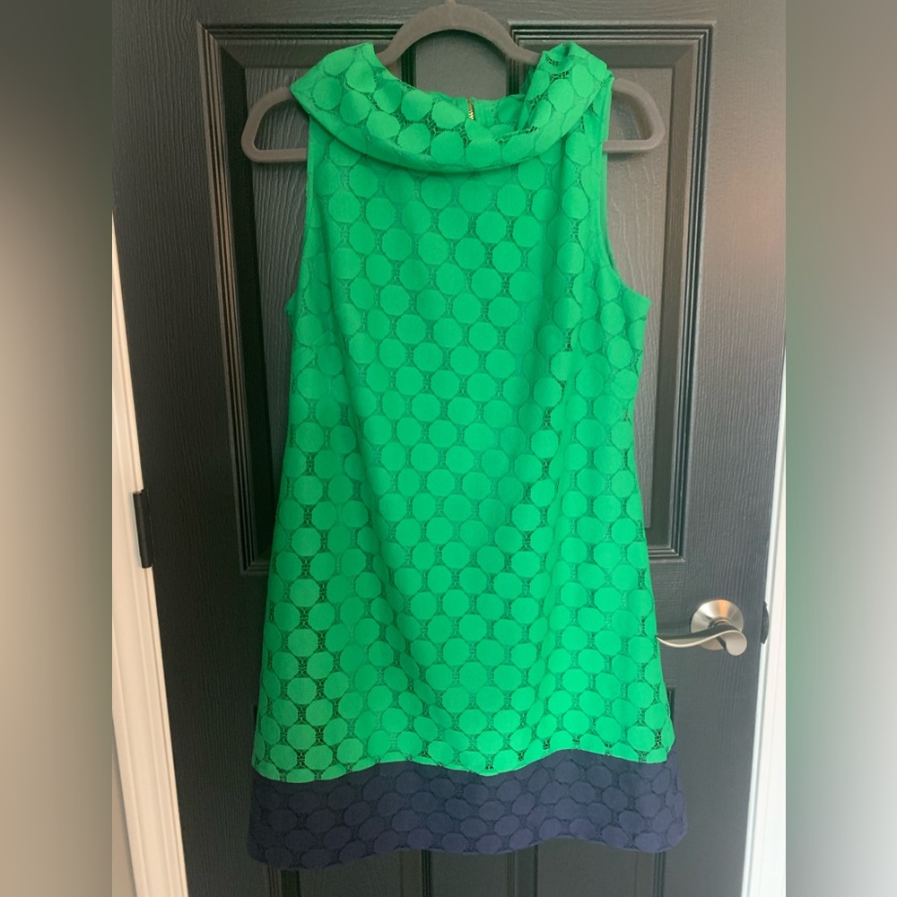 Adrianna Pappell Green Lace Dress Sleeveless Mod
